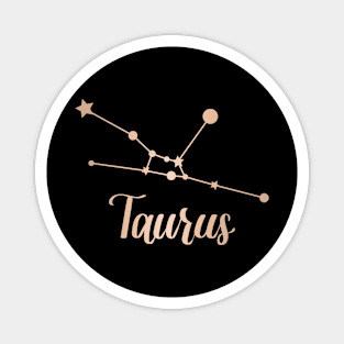 Taurus Zodiac Constellation in Rose Gold - Black Magnet